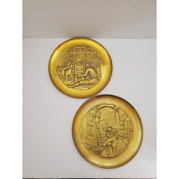 Thick and Heavy 1970s Netherlands Brass Cast Wall Plaque De Loodgieter (The - Picture 1 of 10